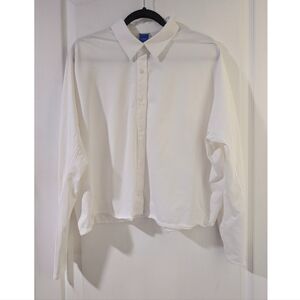 Kit and Ace | White Cropped Button Down Shirt - Batwing Sleeve